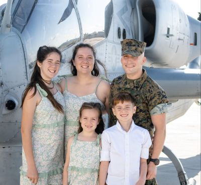 military man and his family