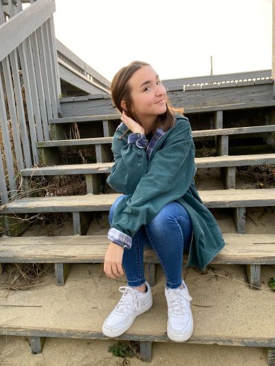 Girl sitting on stairs