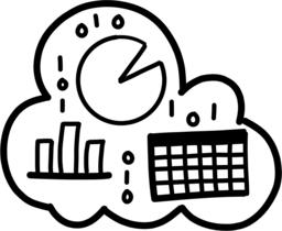 Icons of Bar Graph and Line Charts Inside a Though Bubble