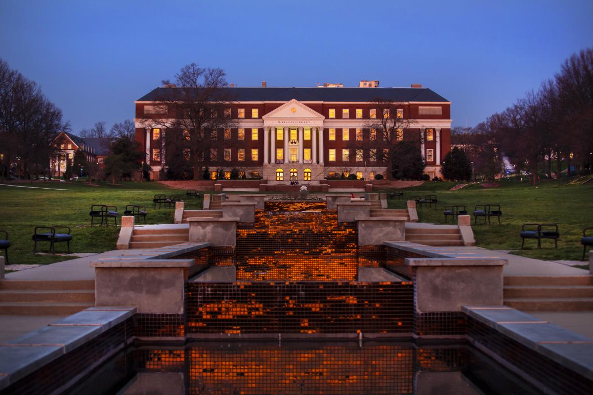 McKeldin Library photo at sunrise