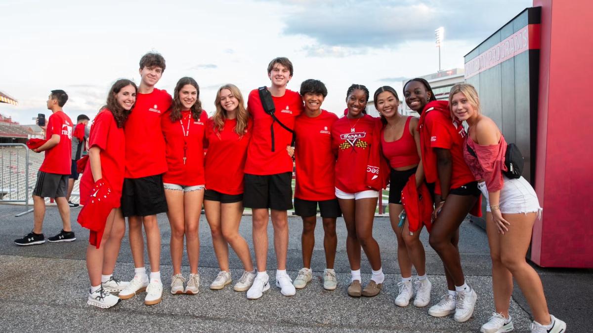 Students Red Shirts Big Show