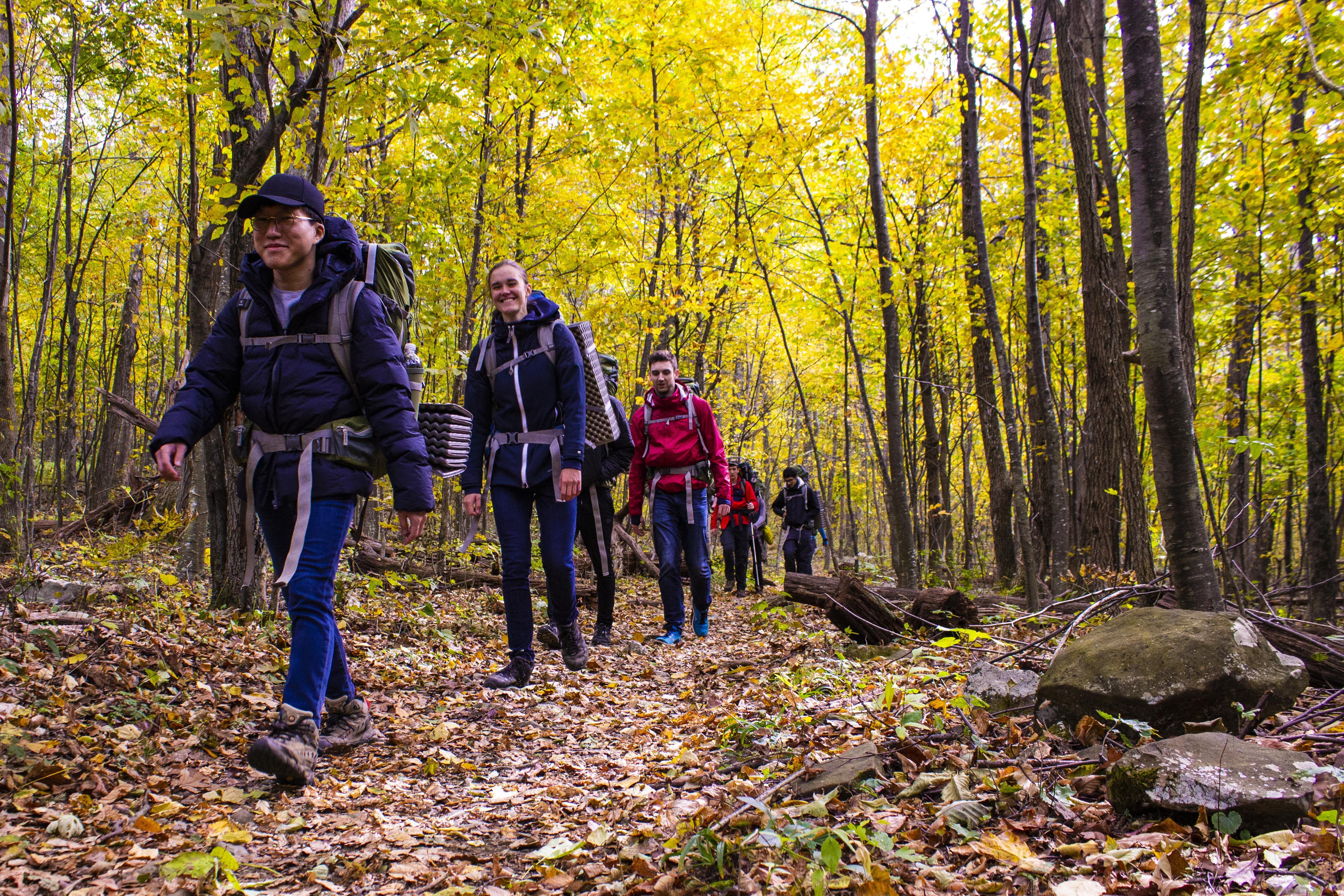 Students hiking