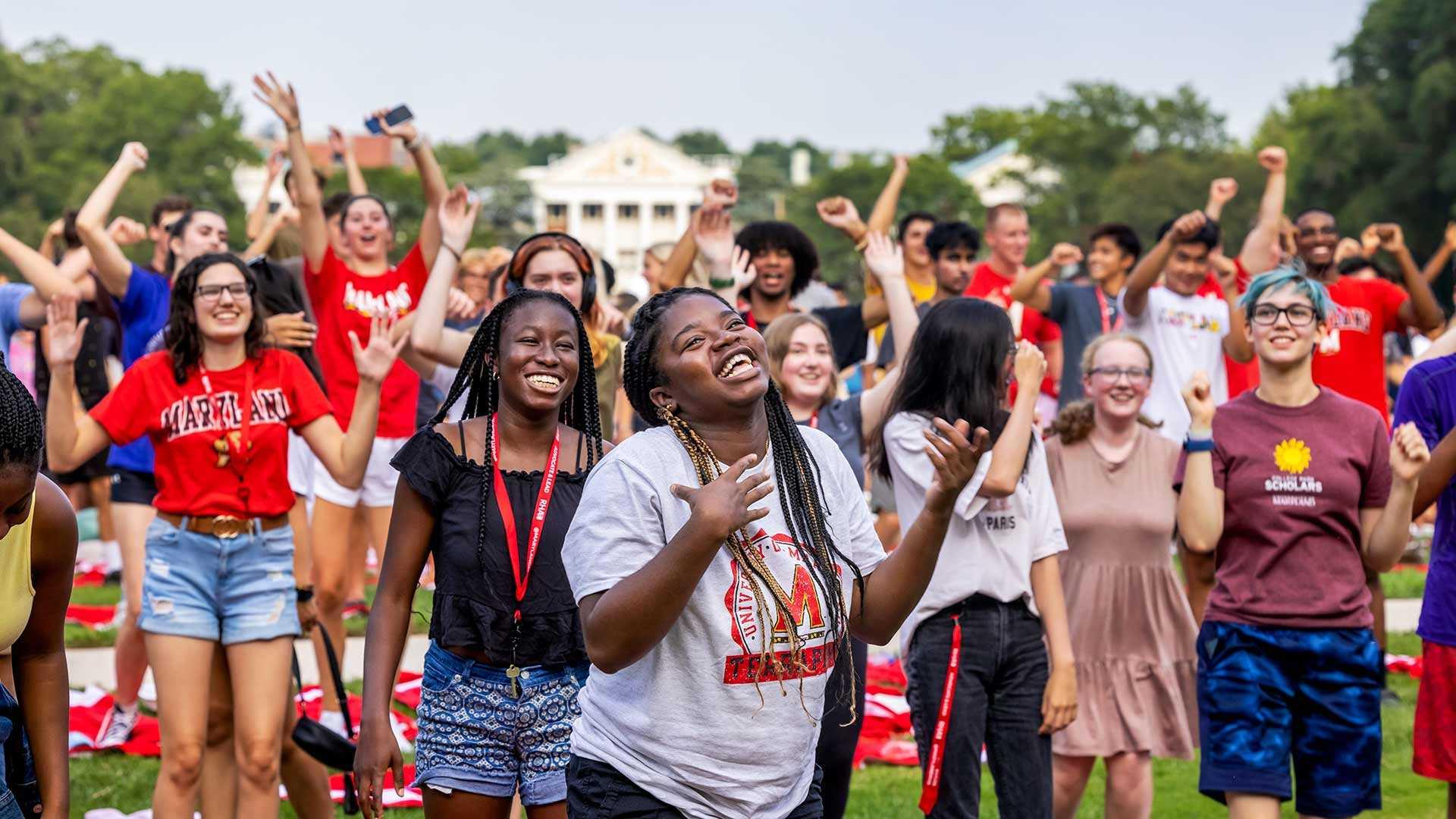 Students cheering at New Student Welcome