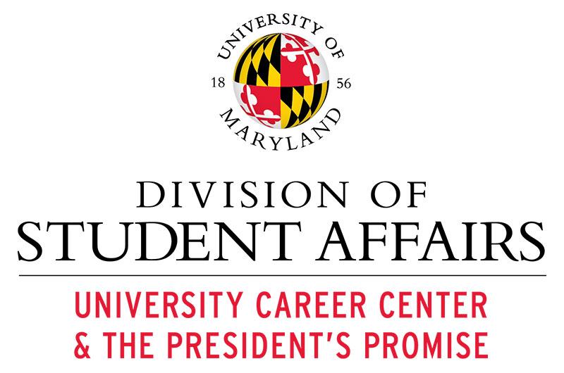 Logo featuring the university seal and the words Division of Student Affairs University Career Center & The President's Promise