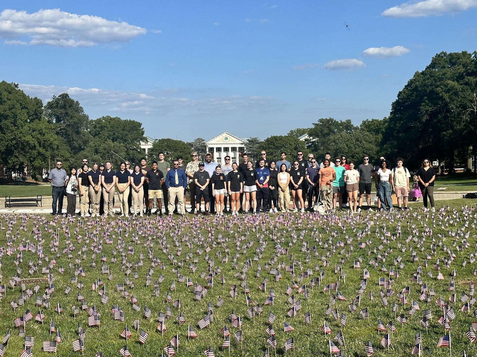 Veteran students standing on McKeldin Mall. 